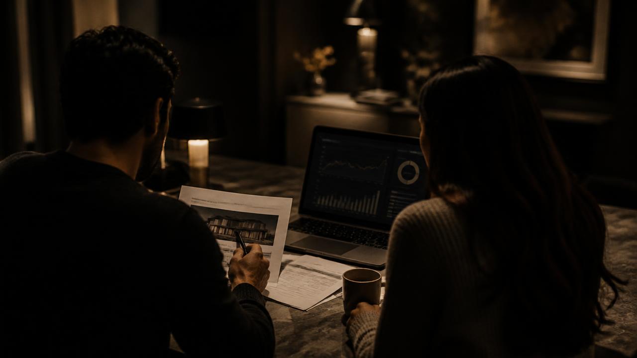 Couple reviewing their home loan options at home